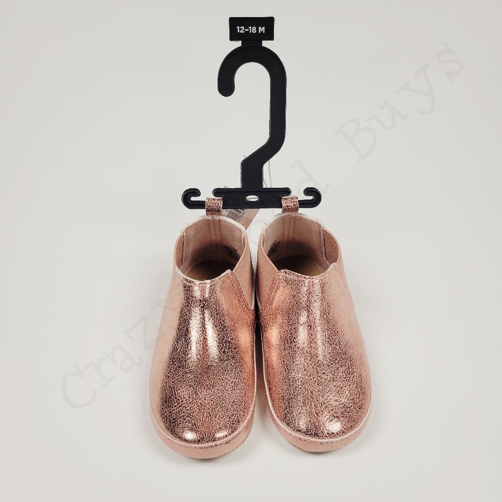 Old Navy Metallic Faux Leather Chelsea Baby Boots Pink Shine, 12-18 Month 29-31"